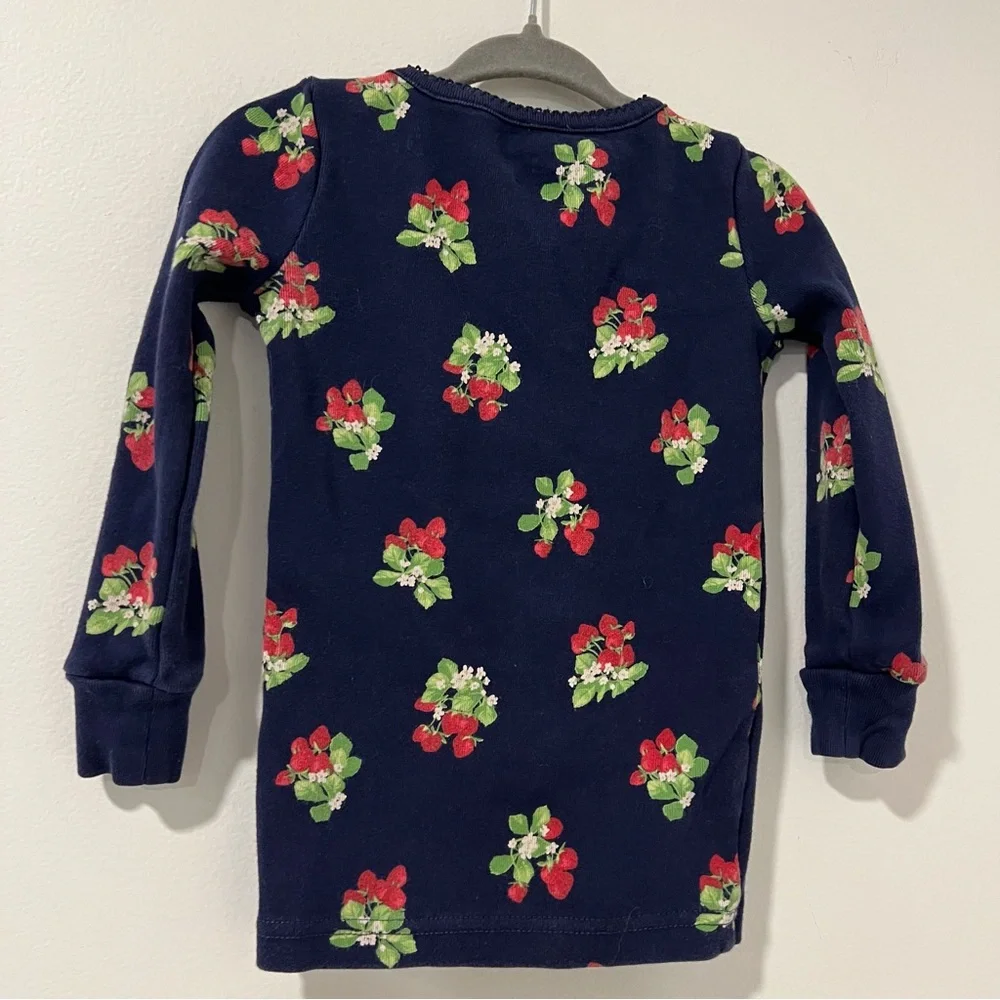 Janie and Jack navy blue strawberry long pajamas 2T